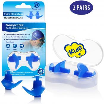 Natación tapones para los oídos, Hearprotek 2 pares tapones de silicona reutilizables a prueba de agua para nadadores duchas de baño y otros deportes acuáticos Tamaño para niños