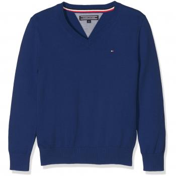 Tommy Hilfiger Ame Tommy Vn Sweater L/S, Suéter para Niños, Azul