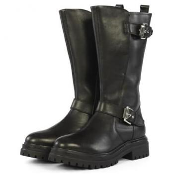 Botas de mujer Gioseppo Novaky negras de piel estilo biker con hebillas y suela track