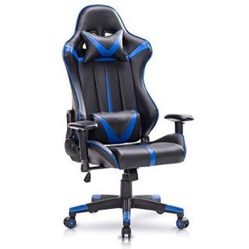 WOLTU Racing Silla, Gaming Silla de Escritorio Silla Oficina Silla de Ordenador Silla giratoria de Oficina Ajustable Silla Azul BS13bl