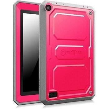Fintie Fire 7 2015 Funda - [Pesada] [Doble Capa] Funda Case de Protección Hibrida Completa con Protector de Pantalla Incorporado para Amazon Fire