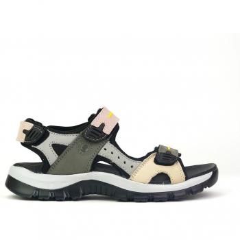 Sandalias planas de mujer de piel multicolor