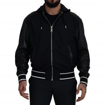 Dolce & Gabbana Black Polyester Hooded Blouson Coat Jacket - IT50 | L