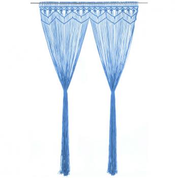 Cortina de macramé azul de algodón 140x240 cm