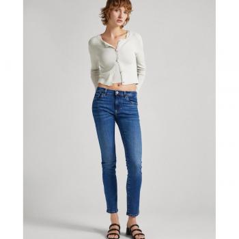Pepe Jeans - Vaquero recto de mujer tiro alto efecto desgastado azul