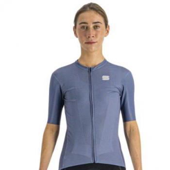 Maillot de ciclismo Sportful Checkmate en tonos azul y malva para mujer