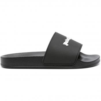 Palm Angels Men's Rubber Slides - Black, Size 36, PWIC010S24MAT001 Color 1001