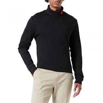 Camiseta de Manga Larga y Cuello Alto HUGO Derollo224 Slim Fit Negra para Hombre - Talla S
