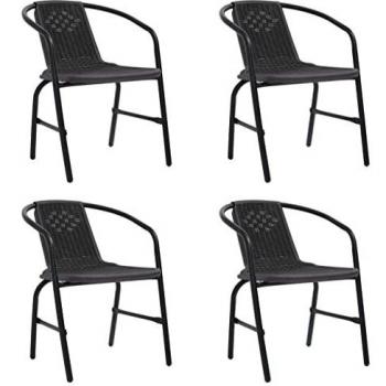 vidaXL Garden Chairs 4 pcs Plastic Rattan and Steel 110 kg