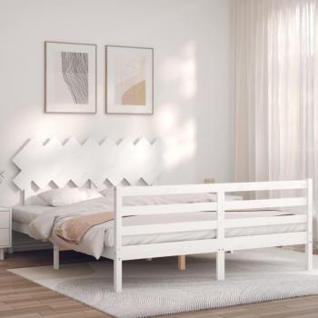 Estructura de cama con cabecero madera maciza blanco 160x200 cm vidaXL