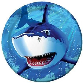 8-Count Round Paper Dinner Plates, Shark Splash