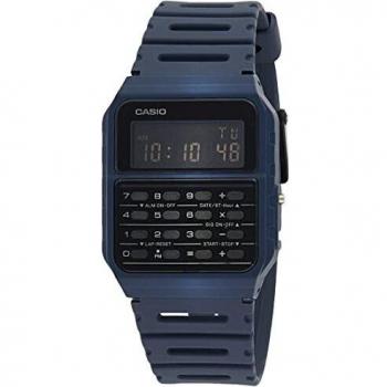 Casio Youth Data Bank Dual Time Watch CA-53WF-2B with Blue Resin Band and Black LCD Dial