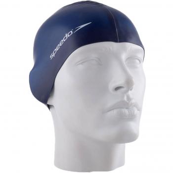 Speedo Plain Flat - Gorro de Natación Unisex Adulto en Silicona, Color Azul Marino, Talla Única