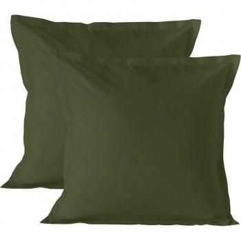 Pack 2 Fundas de Almohada Verde Oliva de Calidad Premium