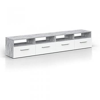 Mueble Bajo para TV Diego, Hormigón/Blanco, 95 x 190 cm