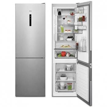 AEG RCB736D5MX Frigorífico Combi, Libre Instalación, 2,01 m, CustomFlex, Sistema Cooling 360°, Tecnología Twintech, Sistema MultiFlow, Display LED, Cajón ExtraChill, Luces LED, Inox