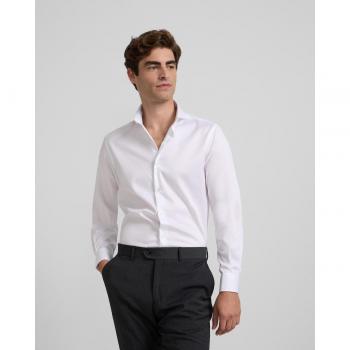 Camisa de vestir blanca para hombre con puño simple y fácil planchado