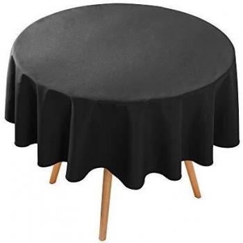 Amazon Brand - Umi Mantel Impermeable Mesa Redondo contra la Mancha 1 Pieza 140cm Negro