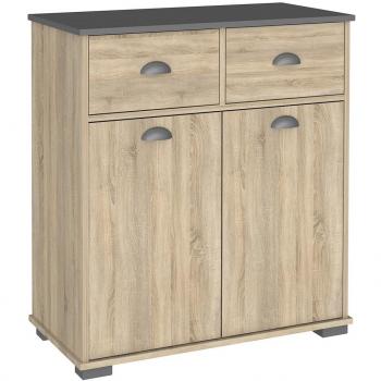 Mueble 2 Puertas, 2 cajon Roble Madera/Gris Grafito