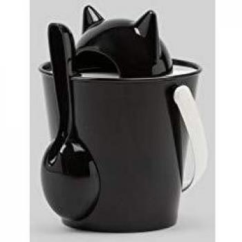 United Pets Crick - Contenedor de Comida para Gatos, Fabricado en Italia, Pala dosificadora incluida, Color Negro, Design: Stefano Giovannoni