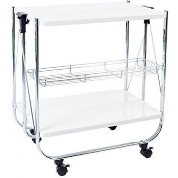 Iris Ohyama, Servicio de cocina, almacenamiento, 2 estantes, 1 cesta de almacenamiento, con ruedas, cocina, sala de estar - Kitchen Wagon CW-005 - Blanco