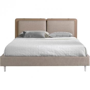 Cama polipiel color visón y tela color gris ANGEL CERDÁ 7154C, Visón, Polipiel, 217 x 222 x 100