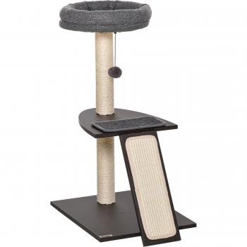 PawHut Árbol para Gatos 50x40x83,5 cm con Postes Rascadores de Sisal Natural, Cama, Cojines Extraíbles, Rampa con Tabla Rascadora y Bola de Jugu