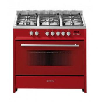 Meireles E 911 R NAT Cocina de Gas Natural con Horno Eléctrico Multifunción, 5 Quemadores, Capacidad de 121L, Ancho de 90cm, Color Rojo