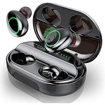 Motast Auriculares Bluetooth, Auriculares Inalámbricos Bluetooth 5.0, IPX8 Impermeable Auriculares Inalámbricos Deporte, 3500mAh Caja de Carga, HI-FI Estéreo Micrófono, Pantalla LCD, Control Tactil