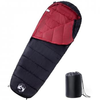 Saco de dormir tipo momia de camping para adultos 3 estaciones en color navy and blue, negro y rojo, naranja y negro