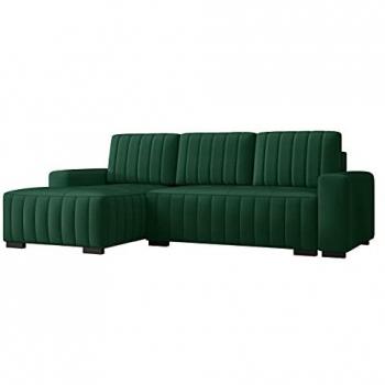 Sofá rinconero Columbus 154, Manila 35, con función de descanso y caja de ropa de cama, dimensiones 240x140x85cm