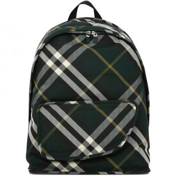 Burberry Men's Check Motif Nylon Backpack in Green | Size UNI | 8080679B8636