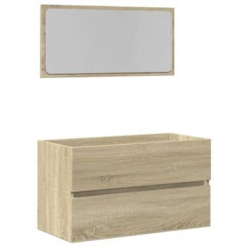 Armario de baño con espejo color roble sonoma 80x38,5x45 cm