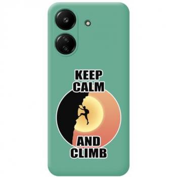 Funda Silicona Líquida Verde para Xiaomi Redmi 13C con Diseño de Hombre Escalada y Dibujos