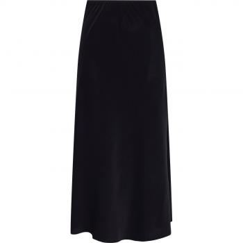 Falda Midi Satinada Negra para Mujer Pieces Franan