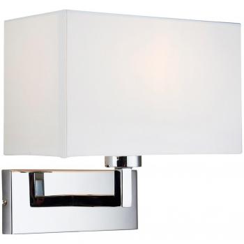 Aplique de pared Piccolo cromado con pantalla blanca, 1 luz, tejido TC, casquillo E27