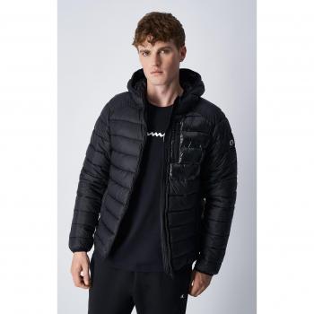 Chaqueta de nailon Champion Hooded Legacy negra para hombre