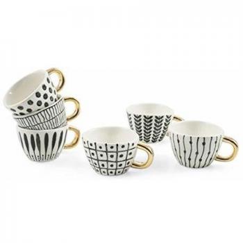 Villa D'Este Home Tivoli 2195452 Masai Black - Juego de 6 tazas de café, gres