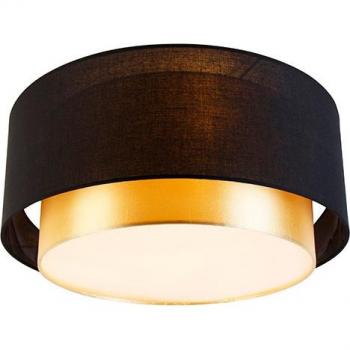 Lámpara de techo moderna DRUM DUO negra con dorado, 50 cm de diámetro, 3 luces