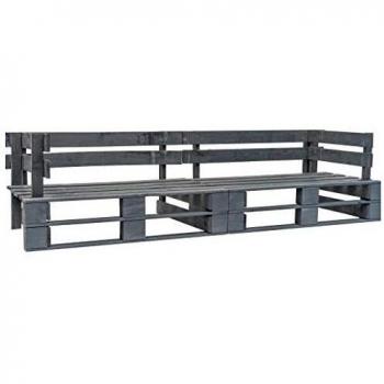 vidaXL Sofá de Palés para Jardín de 2 Plazas Madera de Mobiliario Exterior Decoración Piscina Porche Patio Terraza Balcón Descanso Asiento Siesta Gris