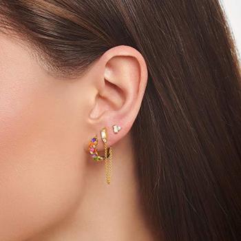 Thomas Sabo Charming Multicoloured Stone Gold-Plated Single Hoop Earring