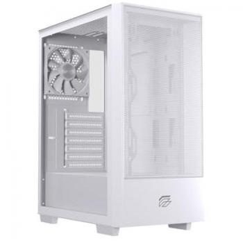 Caja Torre ATX Einarex P100 Core Blanca con Panel de Vidrio Templado y Flujo de Aire Mejorado, Soporte para 6 Ventiladores de 120mm y Refrigeración Líquida hasta 360mm