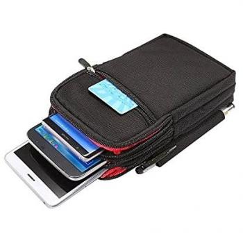 Funda Multiusos con 4 Compartimentos para Cinturón ZTE Nubia Red Magic 5G Lite (2020) - Negra (19x11.5cm)
