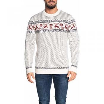 Selected Pullover Girocollo uomo Fantasia invernale Gesso