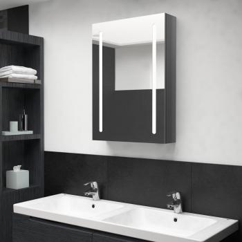 Mueble de baño con espejo y LED gris brillante 50x13x70 cm