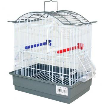 Jaula para pájaros con comederos, palos y columpios - Azul