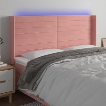 Cabecero LED de Terciopelo Rosa 203x16x118/128 cm