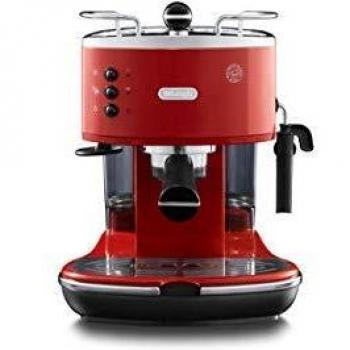 DeLonghi ECO 311 Cafetera automática independiente, 1100 W, 1.4 L, 15 bares, 2 tazas, acero inoxidable, rojo