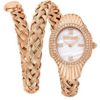 Just Cavalli Signature Snake Twined Women's Rose Gold Mother of Pearl Dial Analog Watch