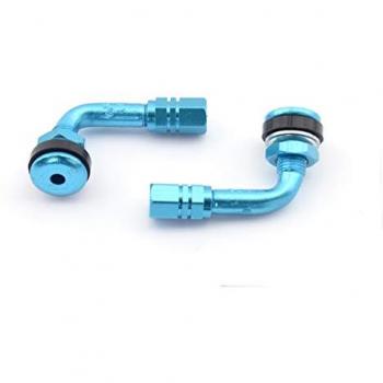 Kit de 2 Válvulas Curvadas Schrader 90° para Moto Anodizadas en Color Azul - 100D